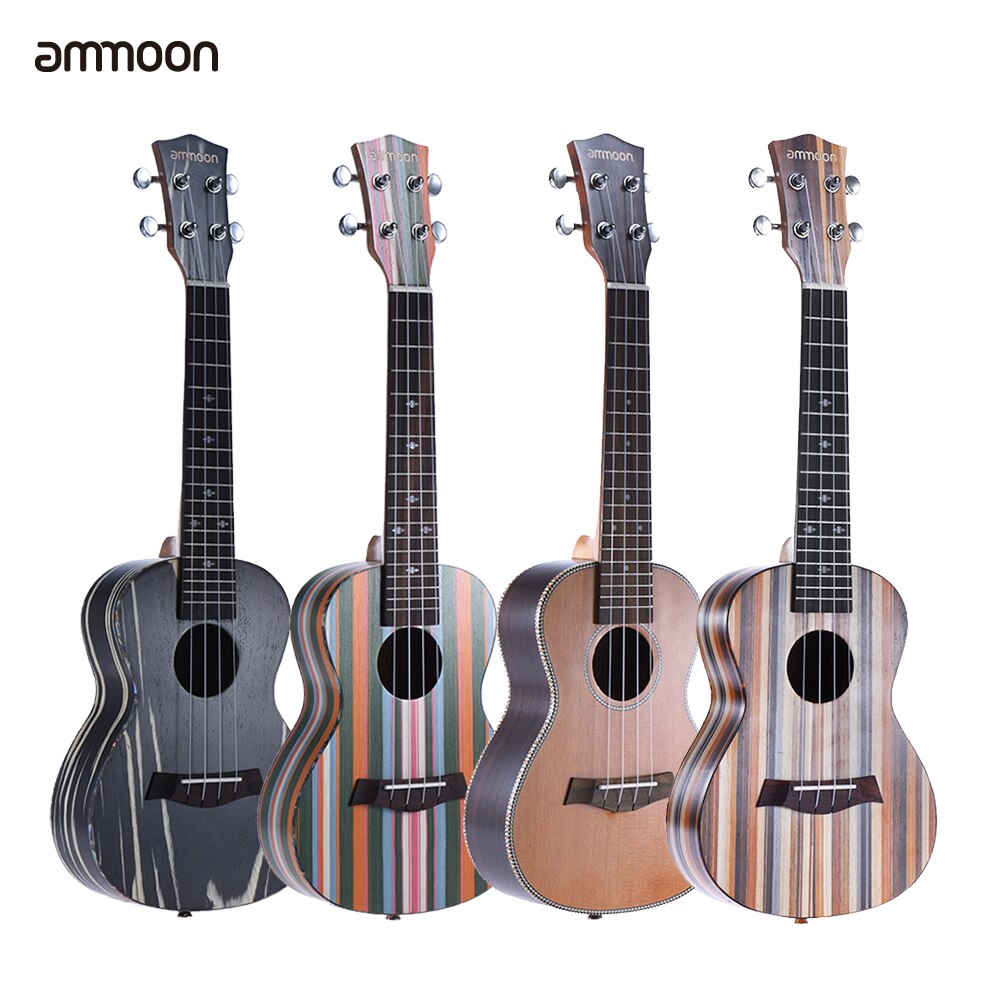 ammoon 24" Ukulele Acoustic Soprano Ukelele Uke18 Frets 4 Strings Okoume Neck Rosewood Fretboard String Instrument Musical