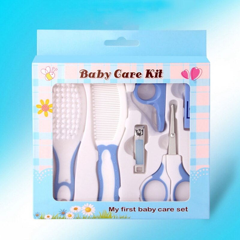 6 pçs/set kit de cuidados com o bebê segurança silicone diário prego clipper tesoura vir kits crianças grooming pente escova de cabelo prego kit