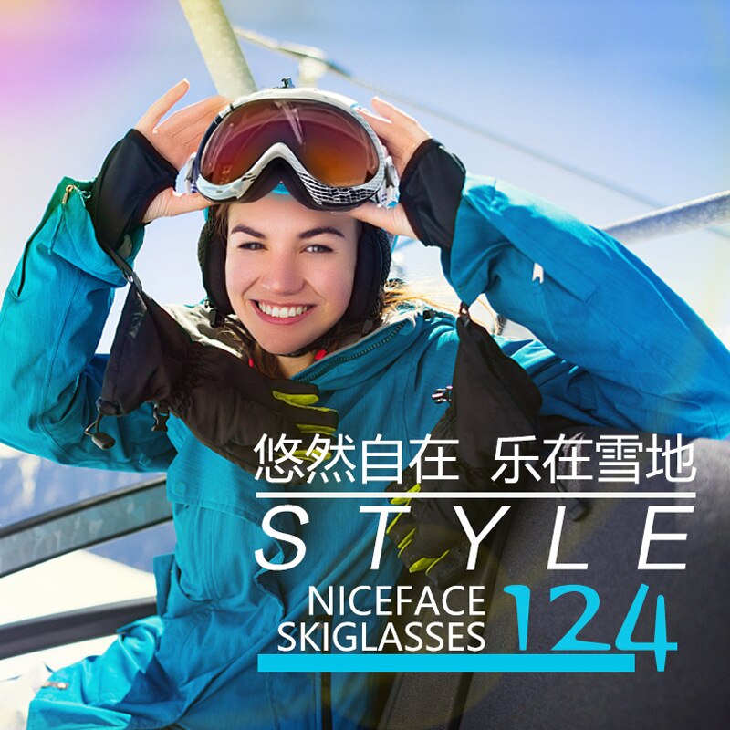 Ægte produkt flot ansigt dobbeltlags anti-dug skibriller snowboard briller briller deng shan jing briller