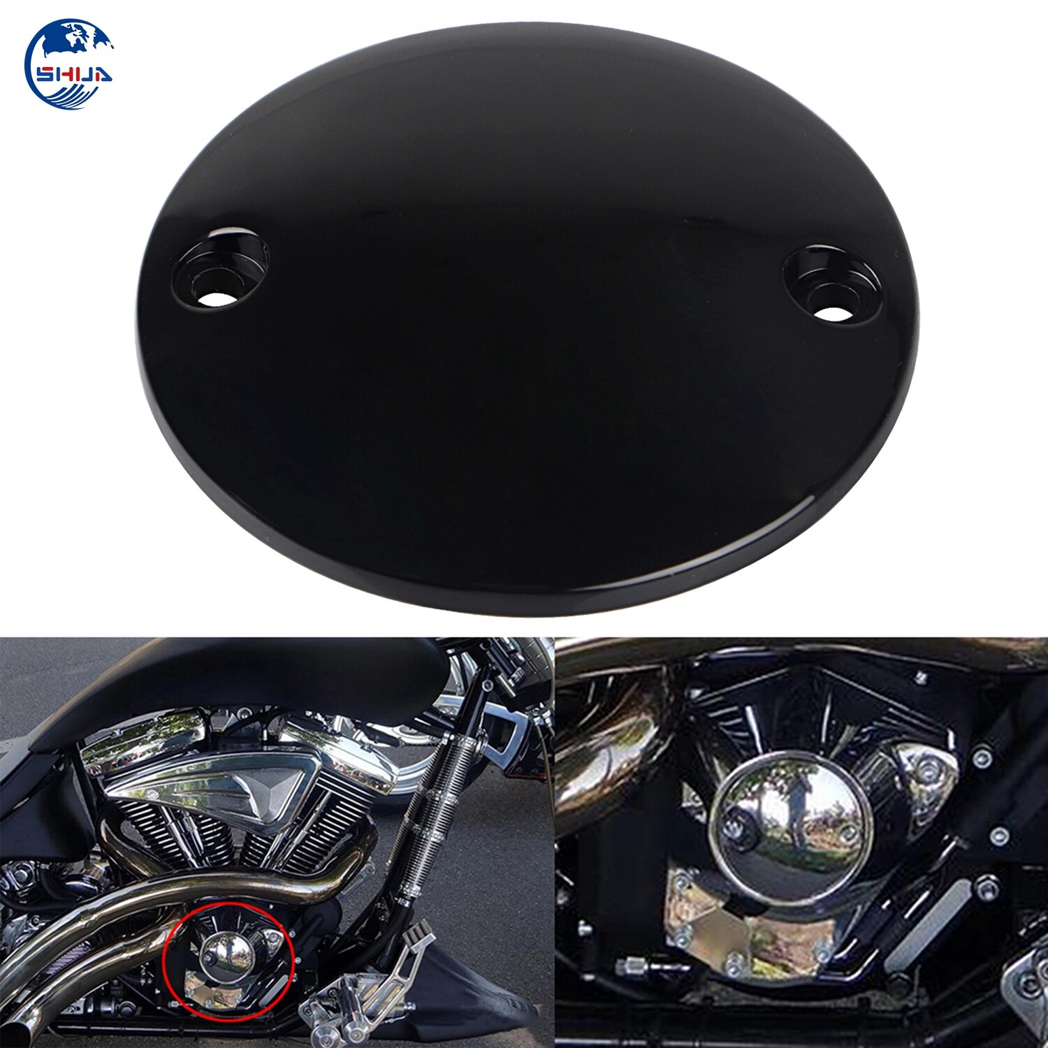 Ignition Timing Cover 2 Hole Points Cover For Harley Sportster Dyna Softail FL FXST Road King Electra Glide Classic Black