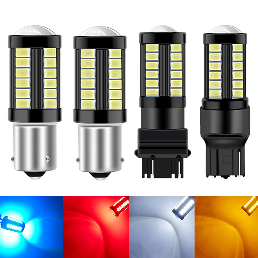 Bombilla LED para intermitente de coche, accesorio P21W 1156 BA15S BAU15S PY21W 1157 BAY15D P21/5W 21/5W T20 7443 T25 3157, 1800LM, 2 uds.