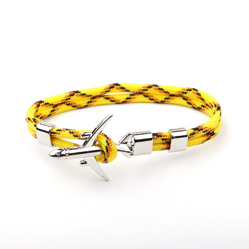 NIUYITID samolot charm kotwica mężczyzn bransoletki kobiet lotnisko moda Rope Chain Paracord lotnictwa życia biżuteria Pulseras Hombres: A16