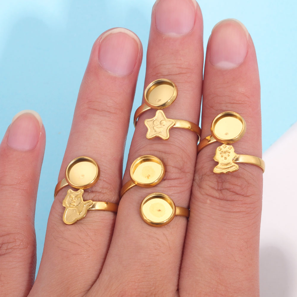 10 stks Verstelbare Blank Ring Base Fit Dia 8mm Leuke Ring Instelling Voor Glas Cabochons Bezels Cameo Lade Diy Sieraden Maken Ring