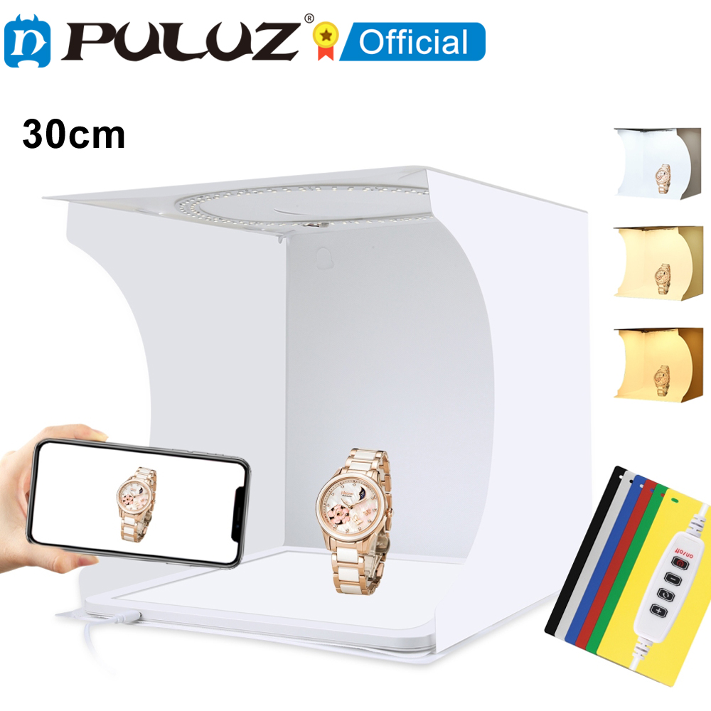 Puluz 30cm faltbare tragbare Ring Licht Foto Beleuchtung Studio Schießen Zelt Kasten Bausatz 6 Farben Hintergrund Foto dimmbare Licht Kasten