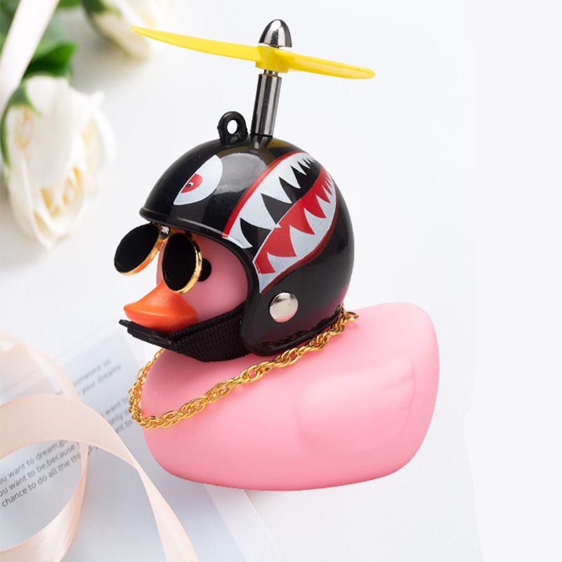 Pato de coche con casco, colgante de viento roto, pato amarillo pequeño, Motor de bicicleta de carretera, casco, accesorios de ciclismo sin luces: Naranja
