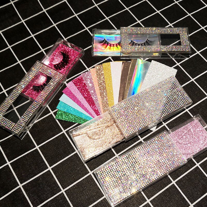 1pcs Popular 3D False Eyelashes Packaging Empty Lash Case Bling Glitter Eyelash Pull Box Diamond False Eyelash Packaging Box