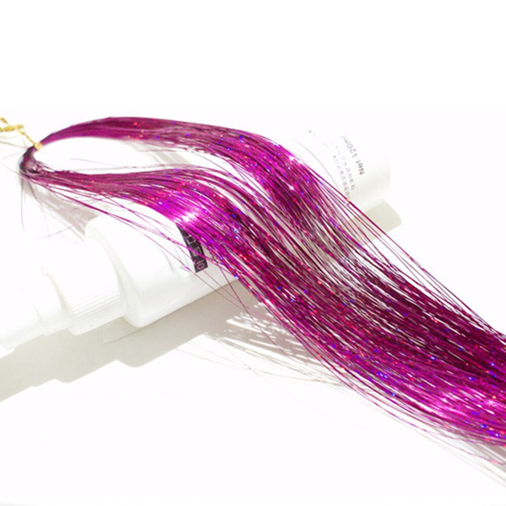 Lange Rechte Nep Gekleurde Glitter Hair Extensions Clip In Hoogtepunt Haar Streak Synthetisch Haar Strengen Partij Hairstyling Gereedschap: Rose Rood