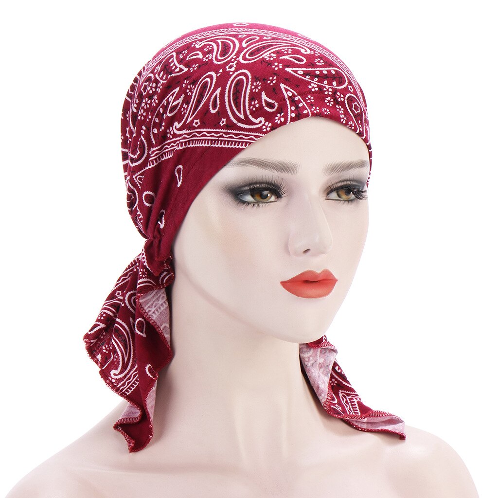 Turban imprimé à fleurs pour femmes, chapeau souple et élastique, foulard musulman, casquette, turban, nouvelle: 2
