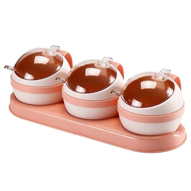 3/4 st set nordisk kryddlåda kök salt socker förvaringslådor hållare plast kryddburk krydda cruet hem köksredskap: 3 burkar rosa