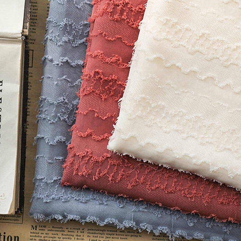 Tela de gasa Jacquard para camisas de vestir, tejido suave liso Beige a rayas, rojo, Azul, Blanco, Negro, Rosa, Verde, por metro