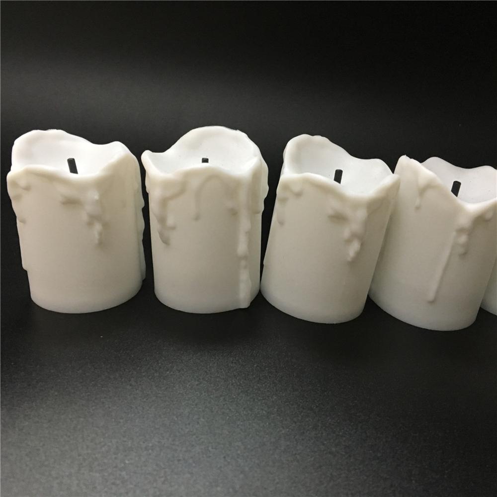 Set of 12 Warm White Big Votive Candles Flameless LED Electric Battery Powered Tealight Candles Wedding Decorative: white base