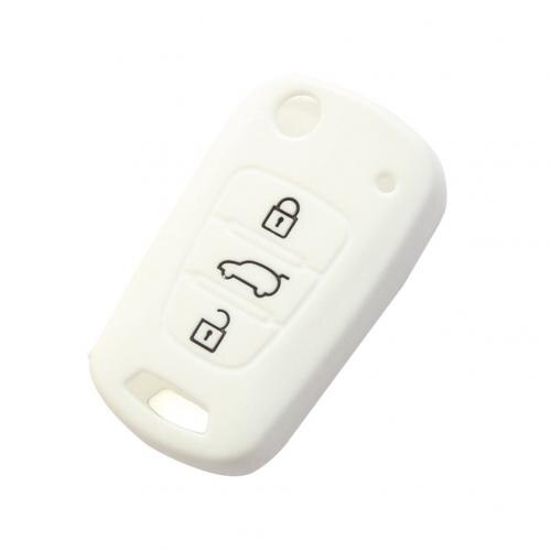 Siliconen autosleutel flipcover hoesje afstandsbediening beschermhoesje voor hyundai  i30 i35: Wit