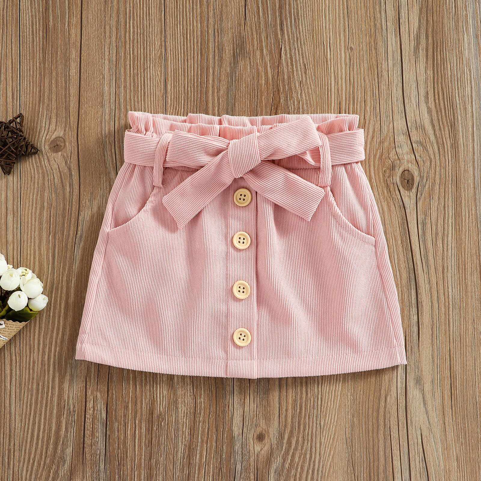 Ma y 1-6Y los niños chico bebé niñas faldas de pana arco Botón Línea faldas primavera otoño ropa D84