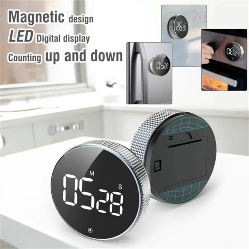 Magnetische Stopwatch Led Digitale Display Timer Keuken Studie Countdown Stille Timer Zelfgereguleerde Roterende Koken Elektronische Klok