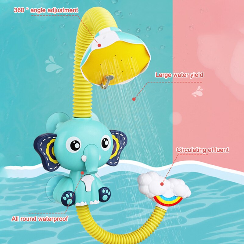 Elephant Baby Bath Shower Head Elephant Water Pumps and Trunk Spout Rinser for Newborn Babies I88