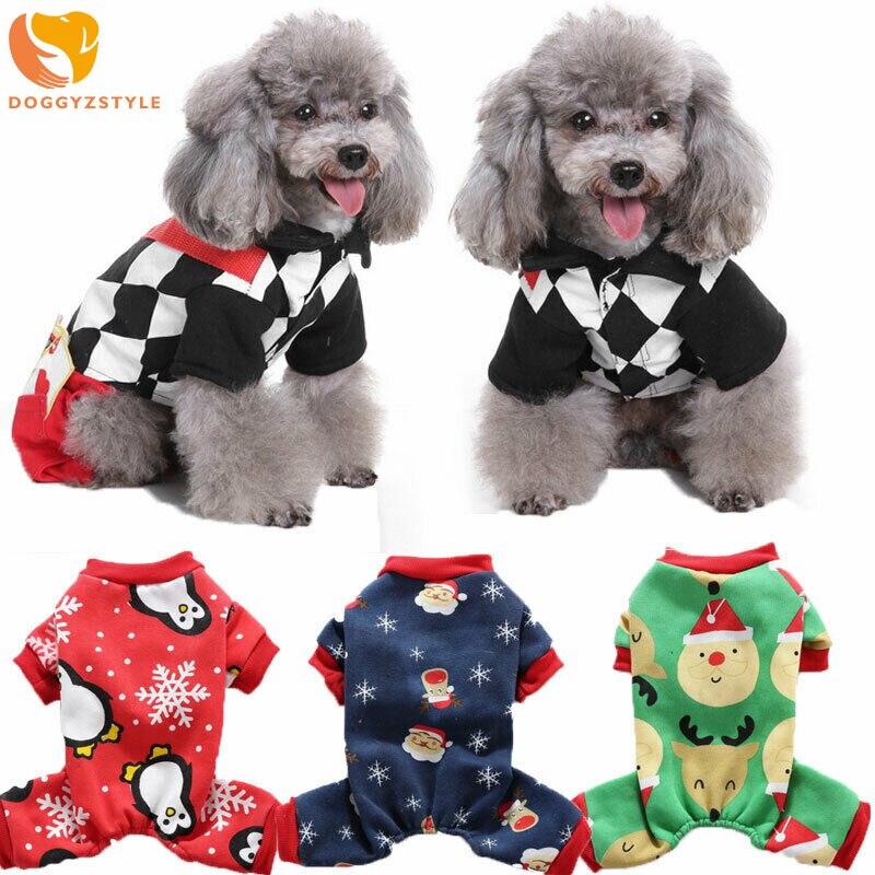 Pet Dog Christmas Clothes Xmas Dress-up Pet Costume Puppy Cat Jumpsuit Santa Poker Jacket Funny Pet Dog Apparel Clothing
