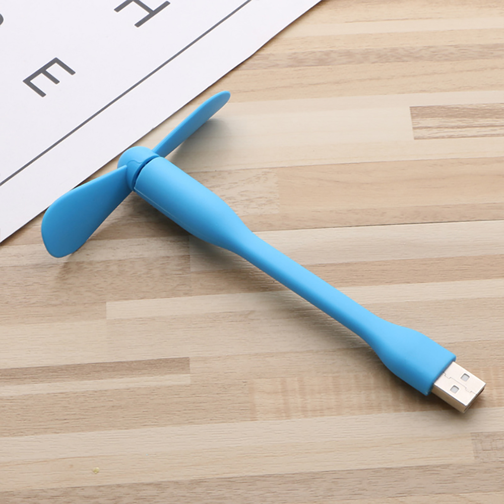 USB Small Fan Portable Hand Cool Mini Fan For Computer Flexible Bendable Fan For Power Bank Laptop PC AC Charger Summer Gadget: Blue