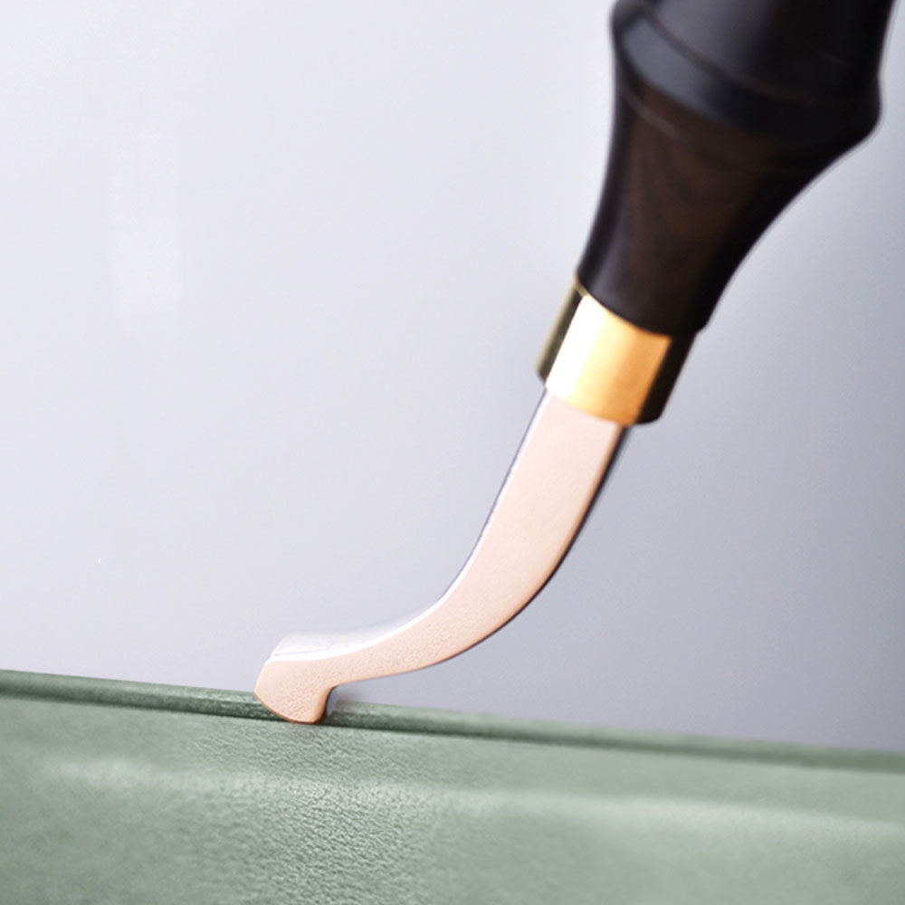 Leather Edge Creaser Leathercraft Edge Creasing Tool Leather Craft Hand Tools Leather Edge Tool with Wood Handle cold press