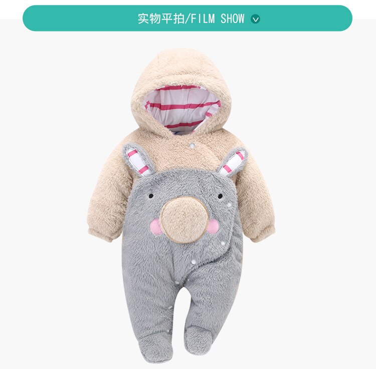 Babykleding voor 0-3 maanden, baby winter jumpsuit, eend, kinder rompertjes, babyjongens winterkleding, flanel, kostuum, dieren romper, onesie