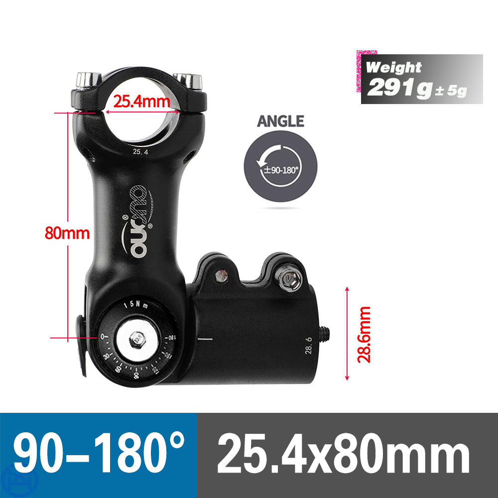 OUO MTB Attacco Manubrio Regolabile MTB potenza bicicletta Tavolo 90-180 Gradi Manubrio Della Bicicletta estensore 25.4/31.8mm Giù Stelo Estensione Doppio Blocco: Viola
