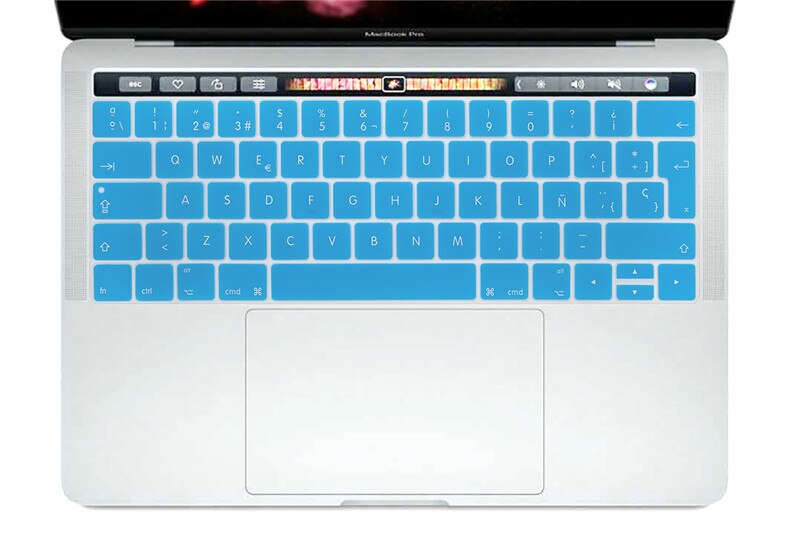 Dla MacBook Pro 13 A1706 Pro 15 A1707 2016 2017 wersja z touch bar 2017 hiszpański europejskiej osłona klawiatury klawiatura Protector: skyblue