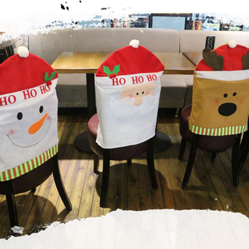 Kerstversiering Stoelen Covers niet-geweven Kerst Hoed Santa Hoeden Xmas Snowman Cap Thuis Tafel Stoel Decoratie Accessoires