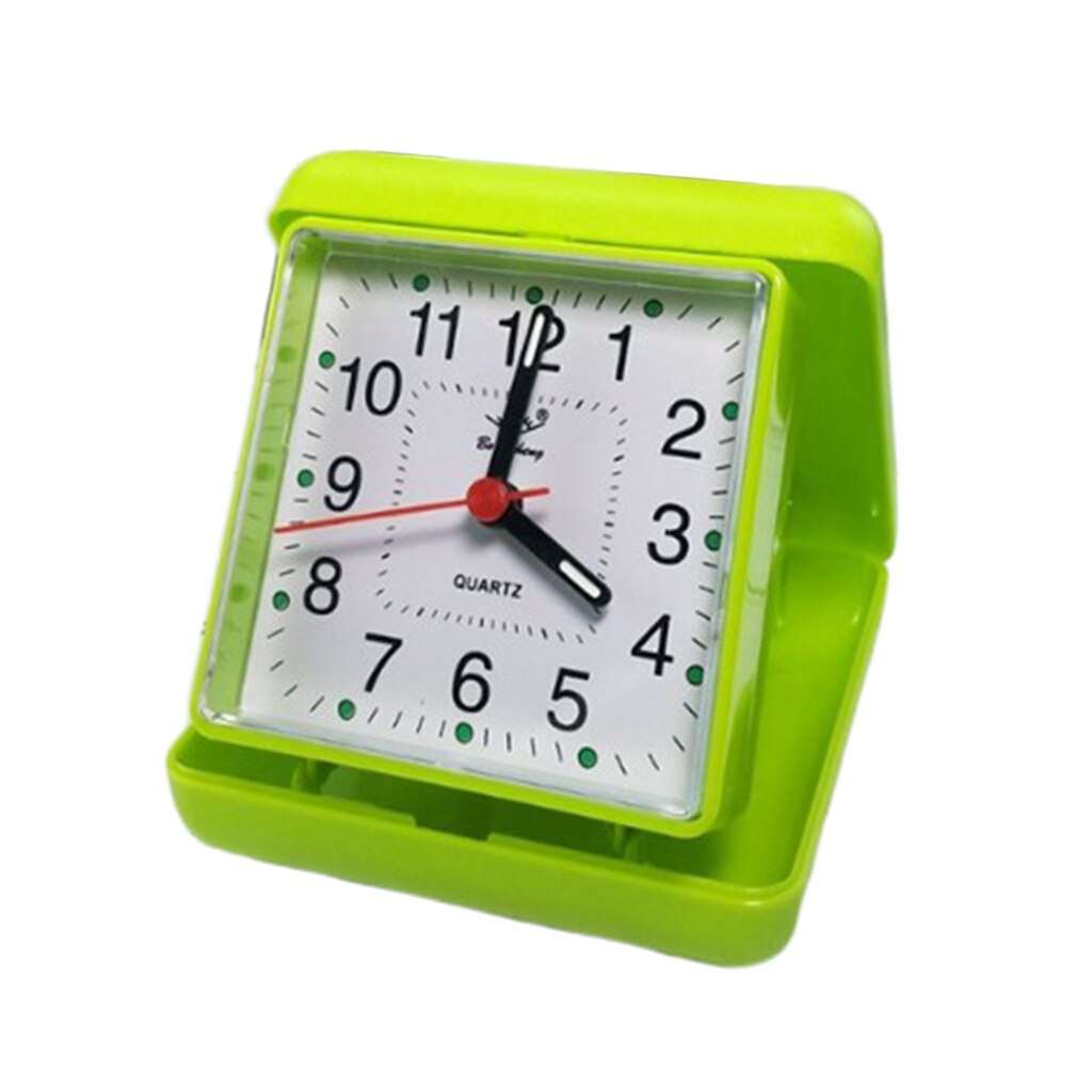 Reloj despertador de viaje analógico con batería pequeña, minidespertador cuadrado sencillo clásico, silencioso, No hace tictac y juego fácil: Green