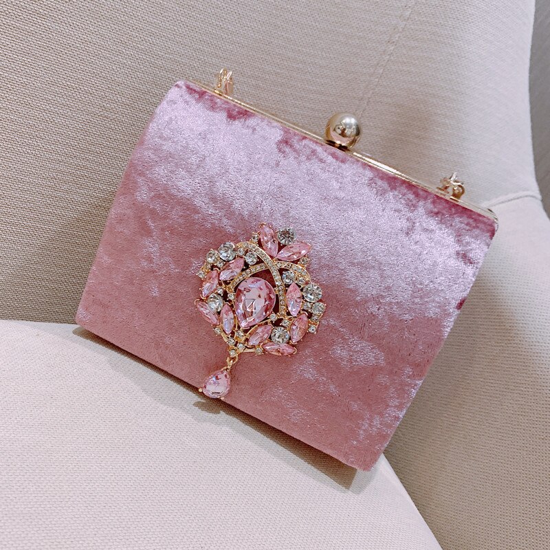 Velvet Retro Square Women evening Bag -Shoulder Bag Shoulder Bag Banquit Wedding party prom bag