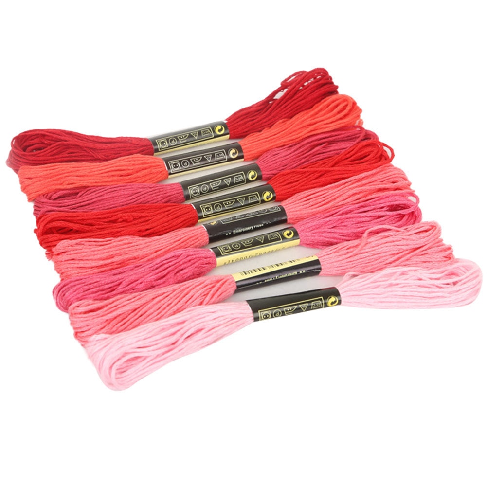 8Pcs 7.5m Waterproof High Toughness Cotton Embroidery Threads Floss DIY Craft Cross Stitch Threads Sewing Thread Sewing Tools: Red