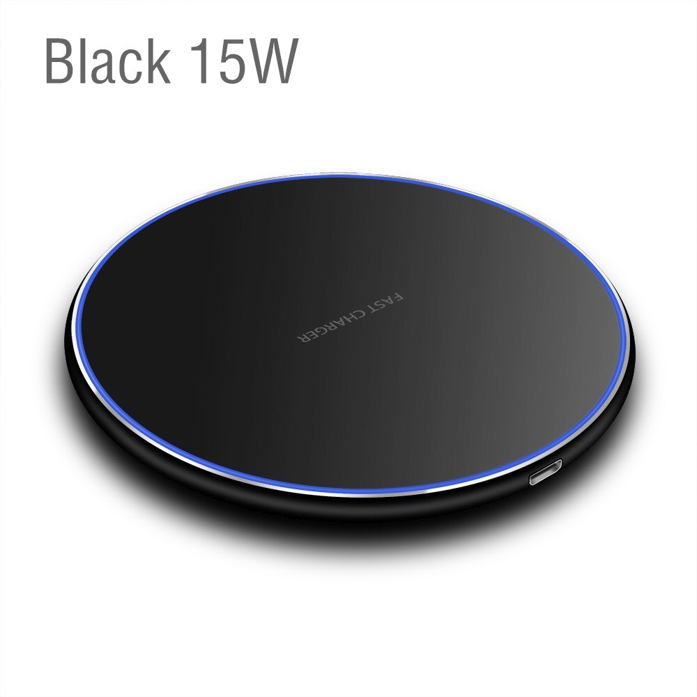10w 15 rápido carregador sem fio para samsung galaxy s10 s20 s9 nota 10 9 usb qi almofada de carregamento para iphone 11 pro xs max xr x 8 mais: Black 15W