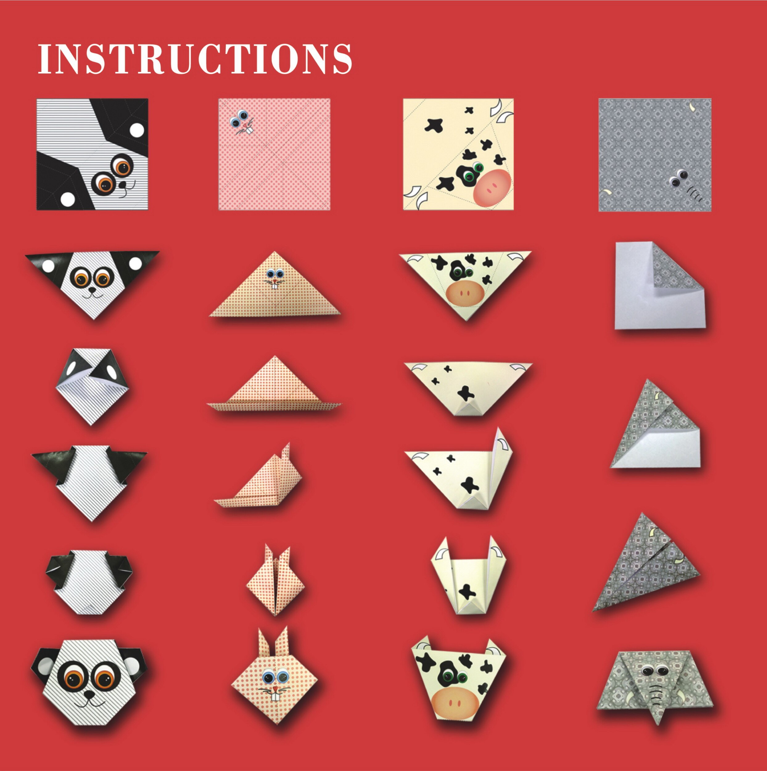 Origami Paper DIY Handicraft Instructional Animal Kraft Papers for Kids Beginners Training and School Craft Lessons