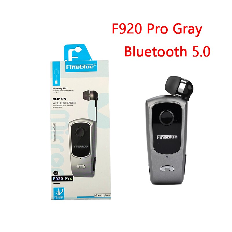 Fineblue F920 Pro Mini Earphone Bluetooth 5.0 Retractable Headset Wireless Clip for iPhone SAMSUNG Bluetooth-headphone Sports: Gray with box