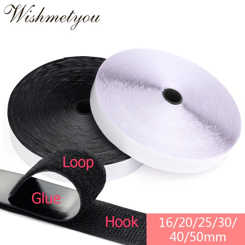 WISHMETYOU 1M/Pairs Strong Self Adhesive Nylon Sticker Velcors Adhesive with Glue Hook And Loop Fastener Tape For Diy Garment