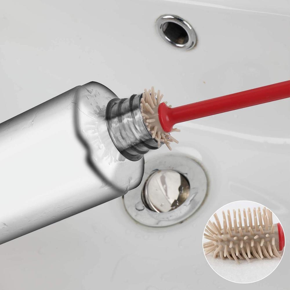 cleanhome Silicone Water Cup Brush Baby Bottle Brush Set Kitchen Cup Scrubber Brush For Cup Cleaner,Red