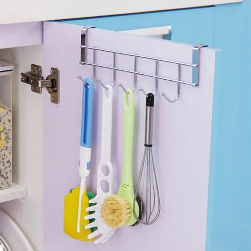 Kitchen Storage Rack Anti-slip Sturdy Stainless Steel Cupboard Hanging Hook for Room Door: Default Title