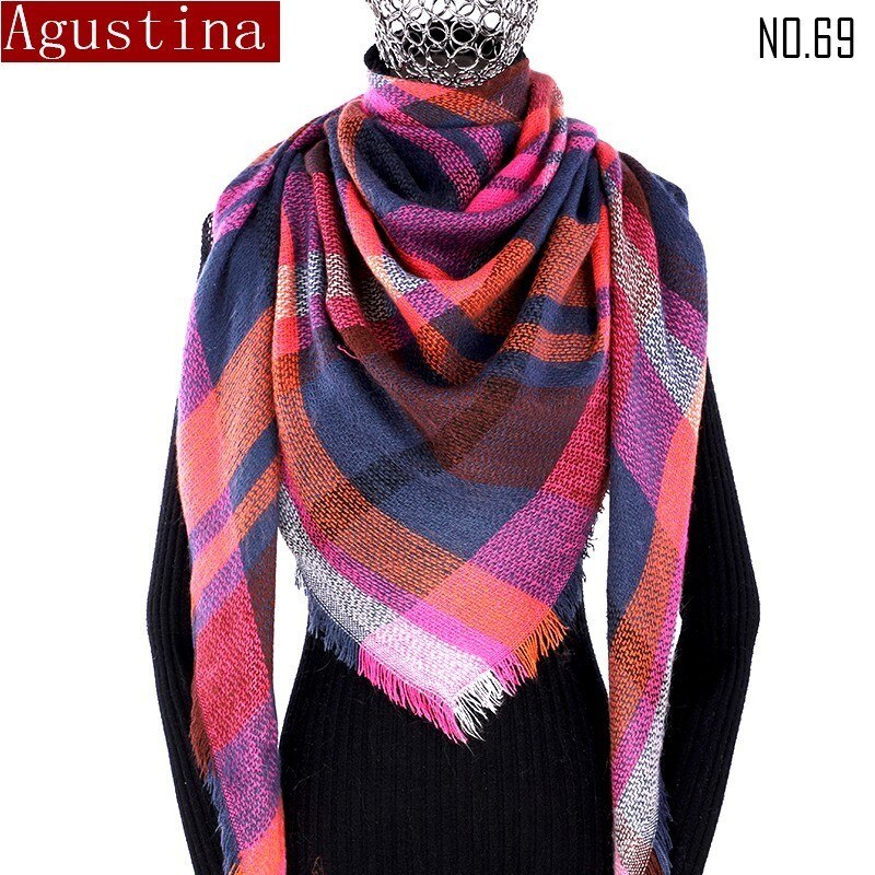Vrouwen Plaid Sjaal Winter Kasjmier Tartans Sjaal Poncho Driehoek Sjaals Luxe Capes Pashmina Dames Sjaals Womens Shaws