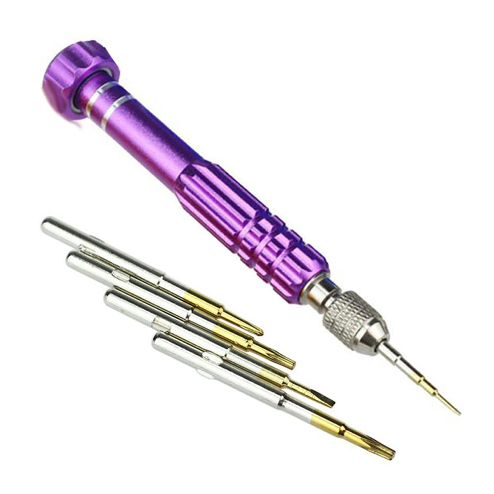 5 in 1 Multi-Function Repair Open Tools Kit Screwdrivers For iPhone Samsung Galaxy DIY Mobile Phone Repair Accessories: purple