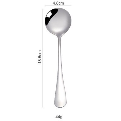 Thick stainless steel spoon High-end western tableware main round spoon Dessert spoon factory direct cute spoon: 18.5 cm