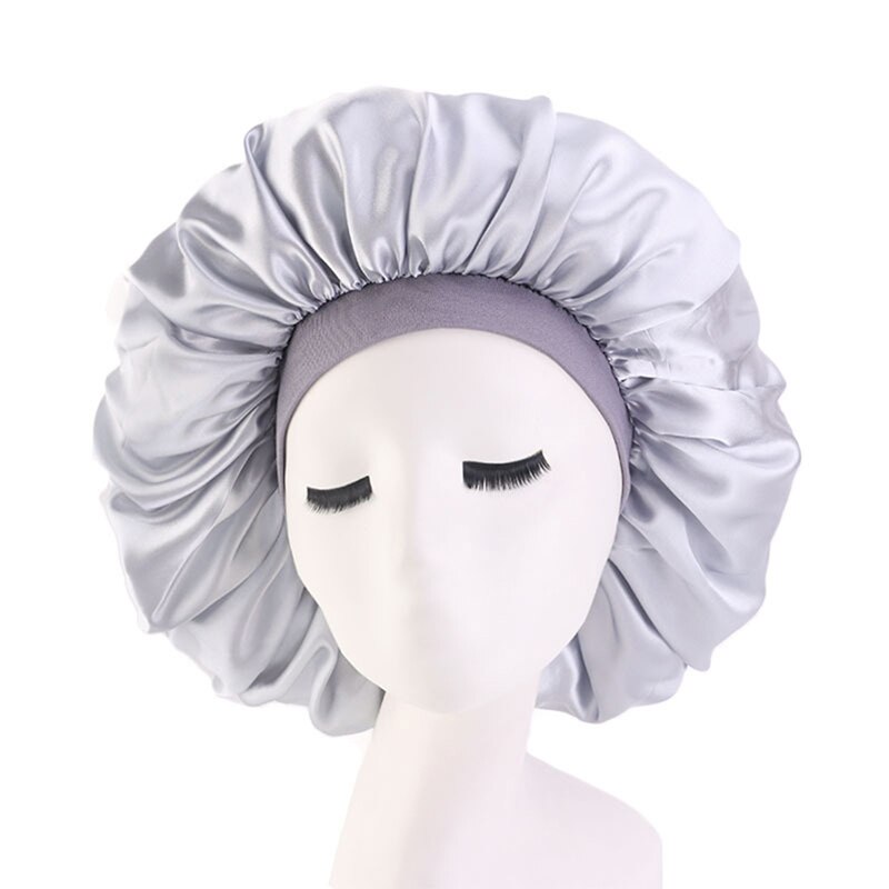 Satin hætte ensfarvet turban kemo hat kvinder bred elastik fast nattesøvn huer skullies kemo hue