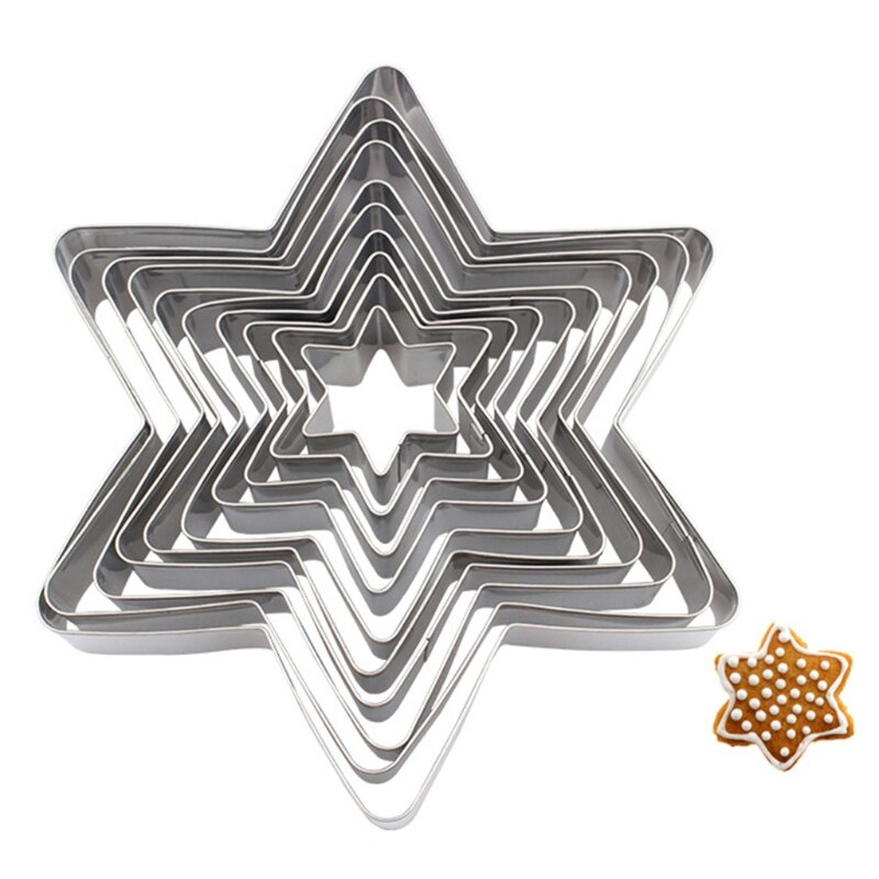 10Pcs Star Cookie Cutter Set Assorted Sizes Star Cookie Molds Stainless Steel Metal Six pointed Star Shapes Molds