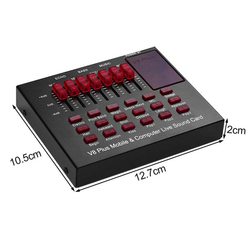 V8 Plus Geluidskaart Mixer Multifunctionele Usb Externe Netwerk K Nummer Live Bluetooth Geluidskaart Multi-Efect sound Mixing: Default Title