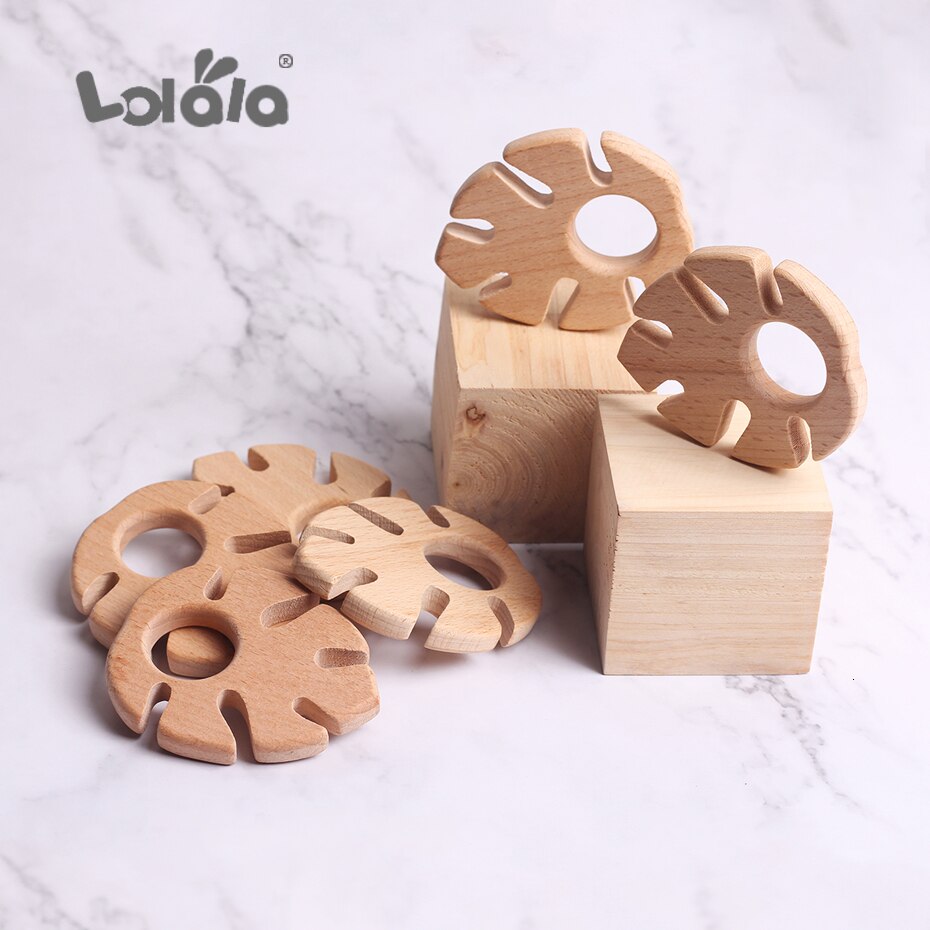 20pz Legno Massaggiagengive 20Pc Puro Naturale di Acero A Forma di Foglia di Dentizione Del bambino di Cura di Faggio Teether Del bambino Ciondolo FAI DA TE Giocattolo regalo di natale