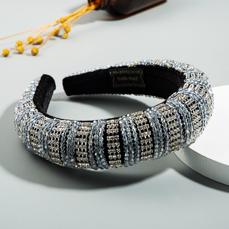 Za Volledige Multi Kleur Crystal Dikke Spons Hoofdband Voor Vrouw Luxe Kleurrijke Rhinestone Paded Haar Hoepel Bruids Bruiloft Hoofddeksels