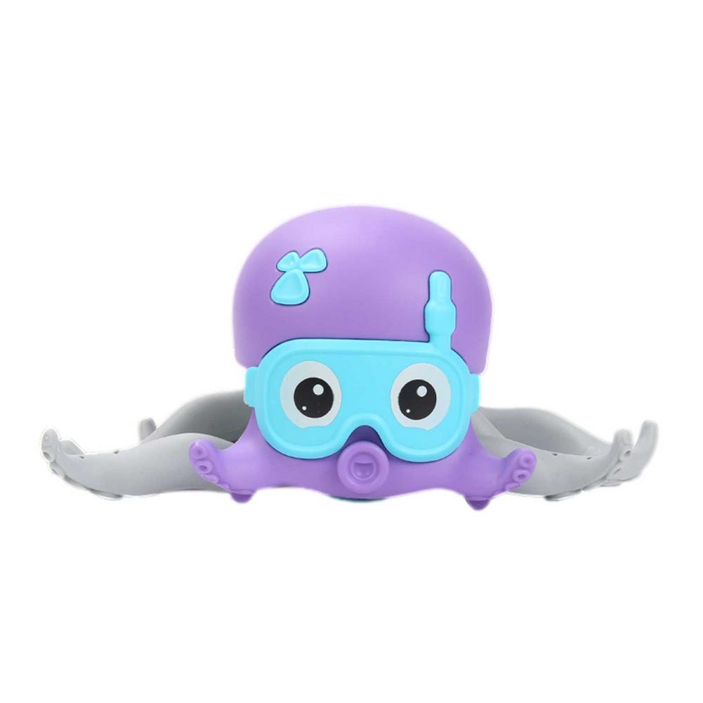 Baby cartoon cute octopus wind-up bath toy children's water swimming chain clockwork toy beach infant swimming water play toy: Purple 754