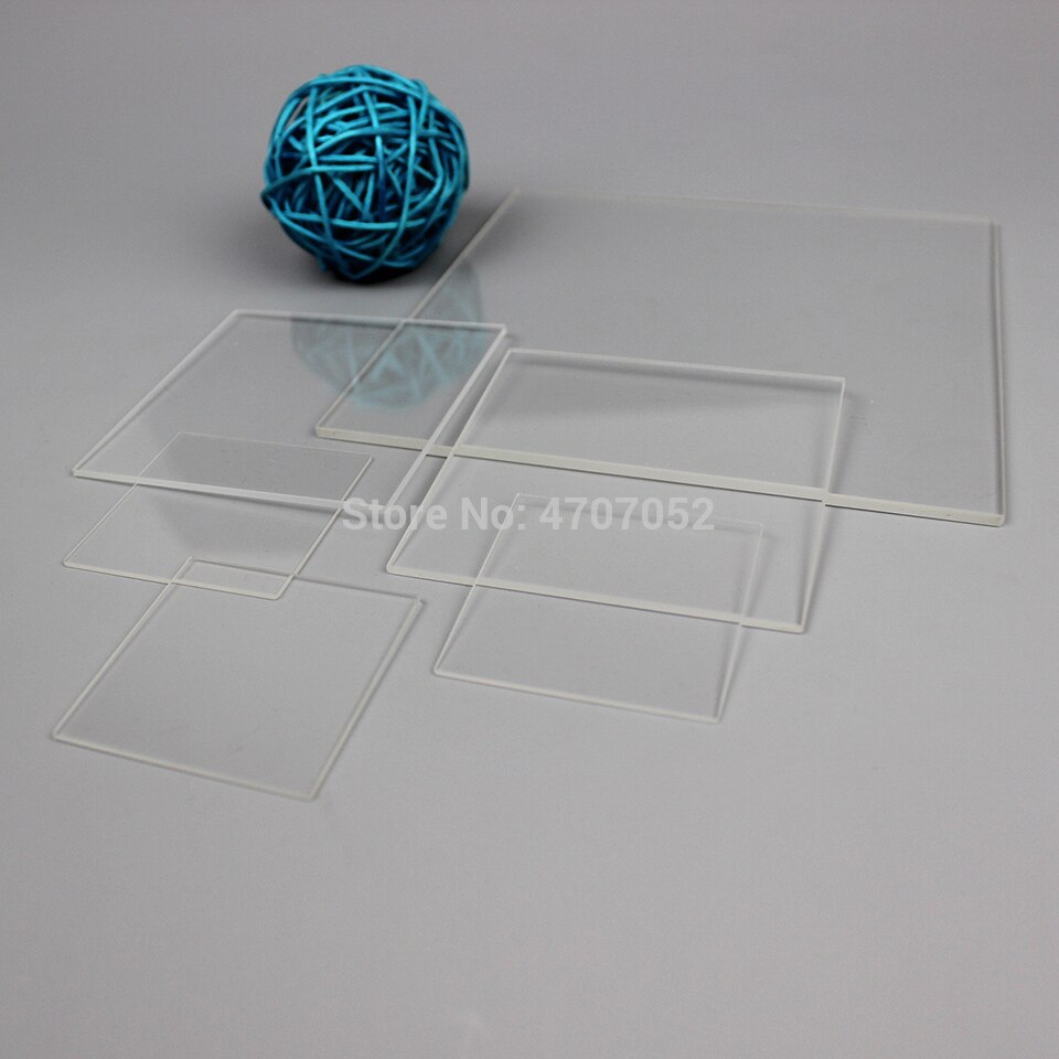Lámina de sílice fundido transparente, 30mm x 30mm x 1mm, placa cuadrada de cuarzo, vidrio UV