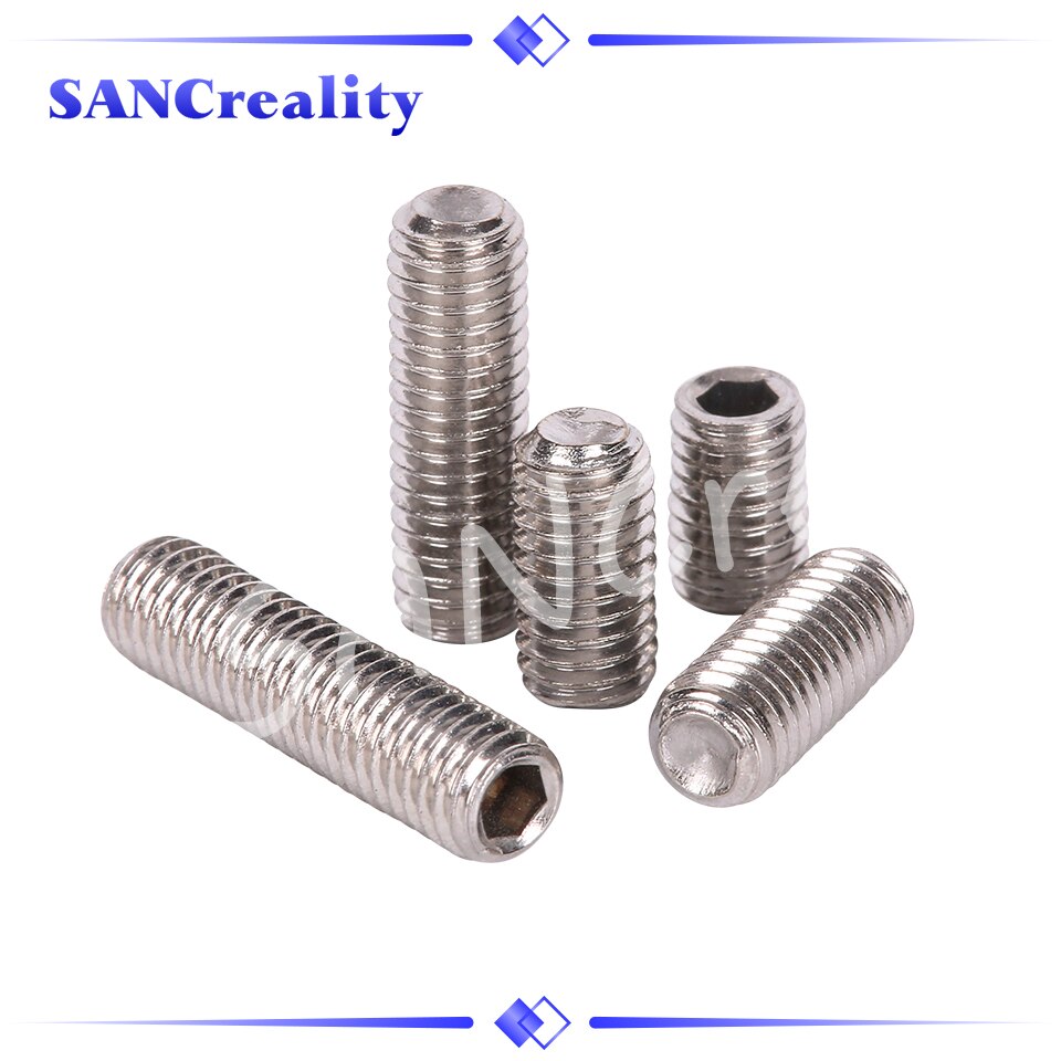 Hexagon Hex Socket Set Screw Flat Point Allen Head M3 Grub Screw Stainless Steel Headless Set Screw for 3D Printer