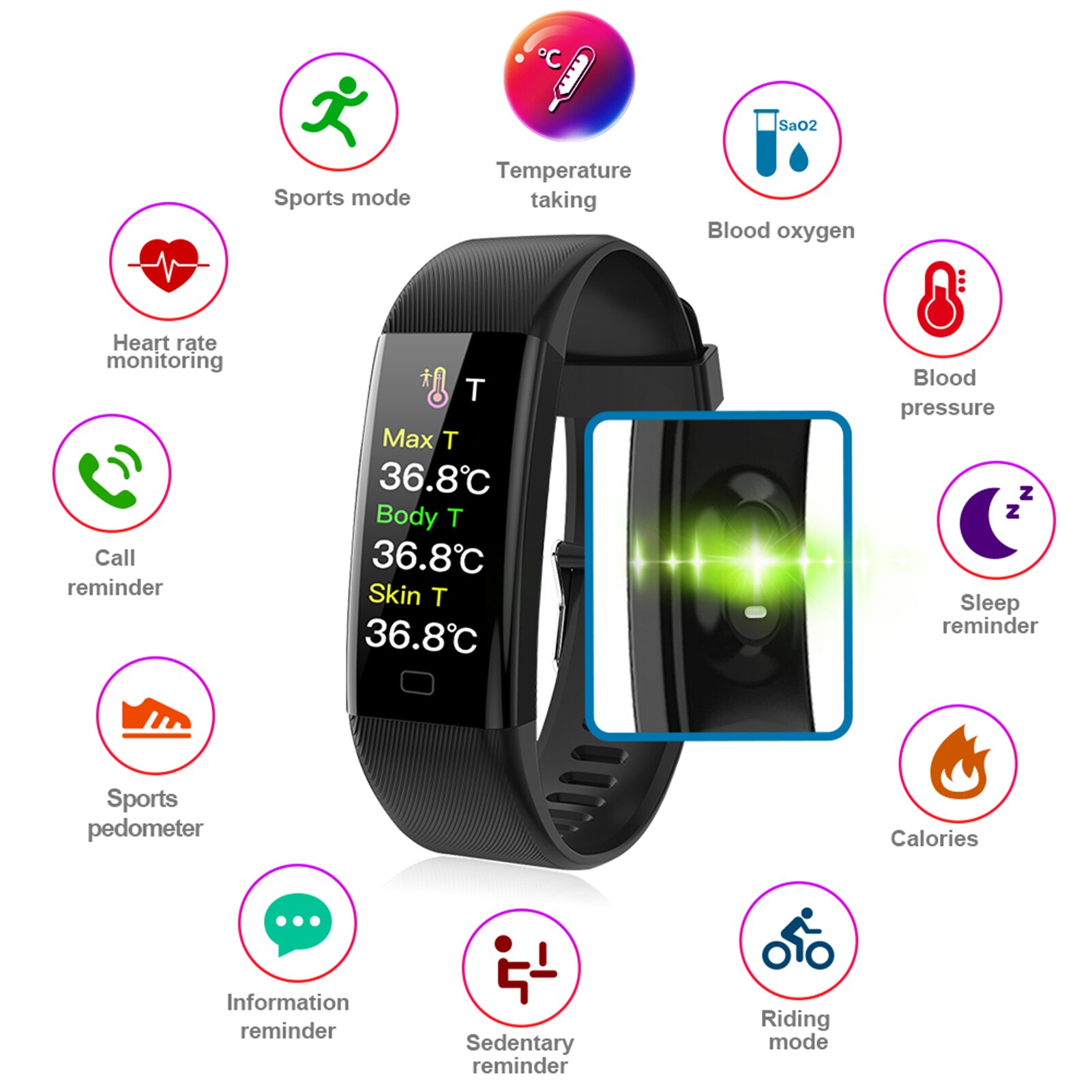 Hartslag/Bloed Zuurstof/Bloeddrukmeter Smart Horlo... Grandado