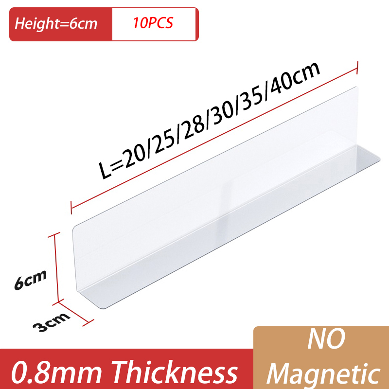 Séparateur d'étagères en plastique Transparent, compartiments en forme de L, séparateur d'exposition de marchandises de supermarché, séparateur d'étagères magnétiques en Pvc: Gris clair / 16 - 20 cellules