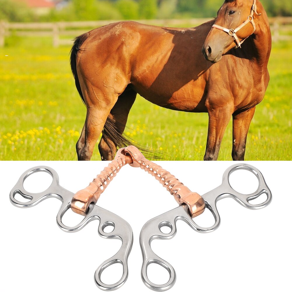 Stainless Steel Horse Snaffle Training Snaffle Bit Equestrian Equipment Supplies Stainless Steel Threaded Copper Rod Horse Bit