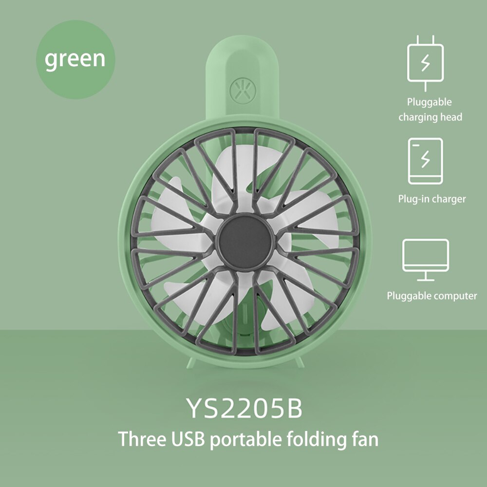 Mini usb-fläkt bärbar handhållen fläkt 180 ° rotation laddningsbart inbyggt batteri 500 mah praktisk luftkylningsfläkt för utomhusbruk: Blå
